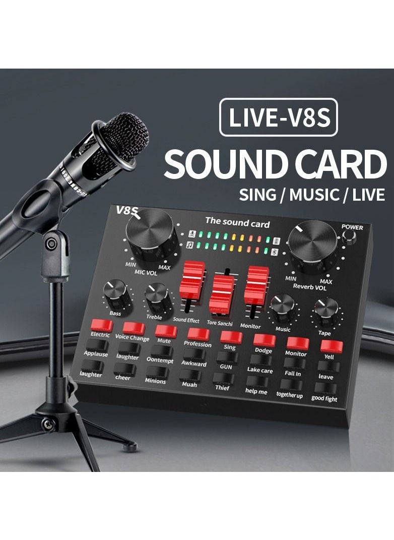 V8s Professional Condenser Microphone With V8S Live Sound Card And Studio Recording Broadcasting Set Black/Gold  - Image 3
