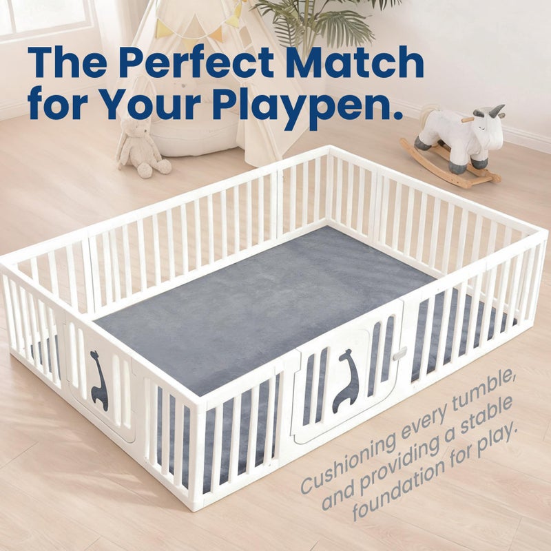 Huloo Sleep Baby Play Mat for Floor,Extra Large 59"Ã—71" Playpen Mat for Tummy Time,Thicker Padded Elasti Foam Activity Mats,Water Repellent Ultra Soft Velvet,Non-Slip Backing Safe for Crawling(Dark Grey) - Image 5
