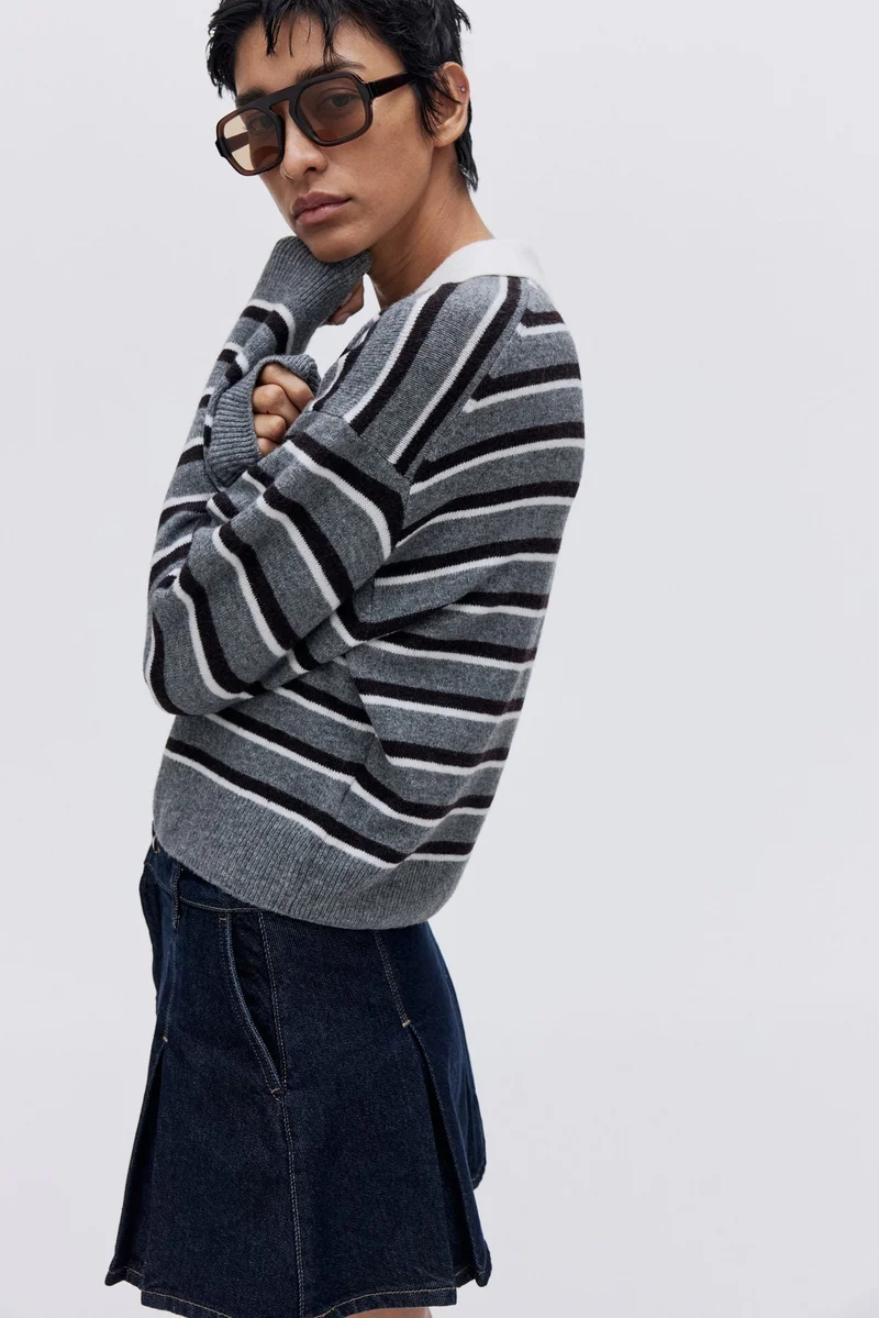 H&M Pleated denim skirt