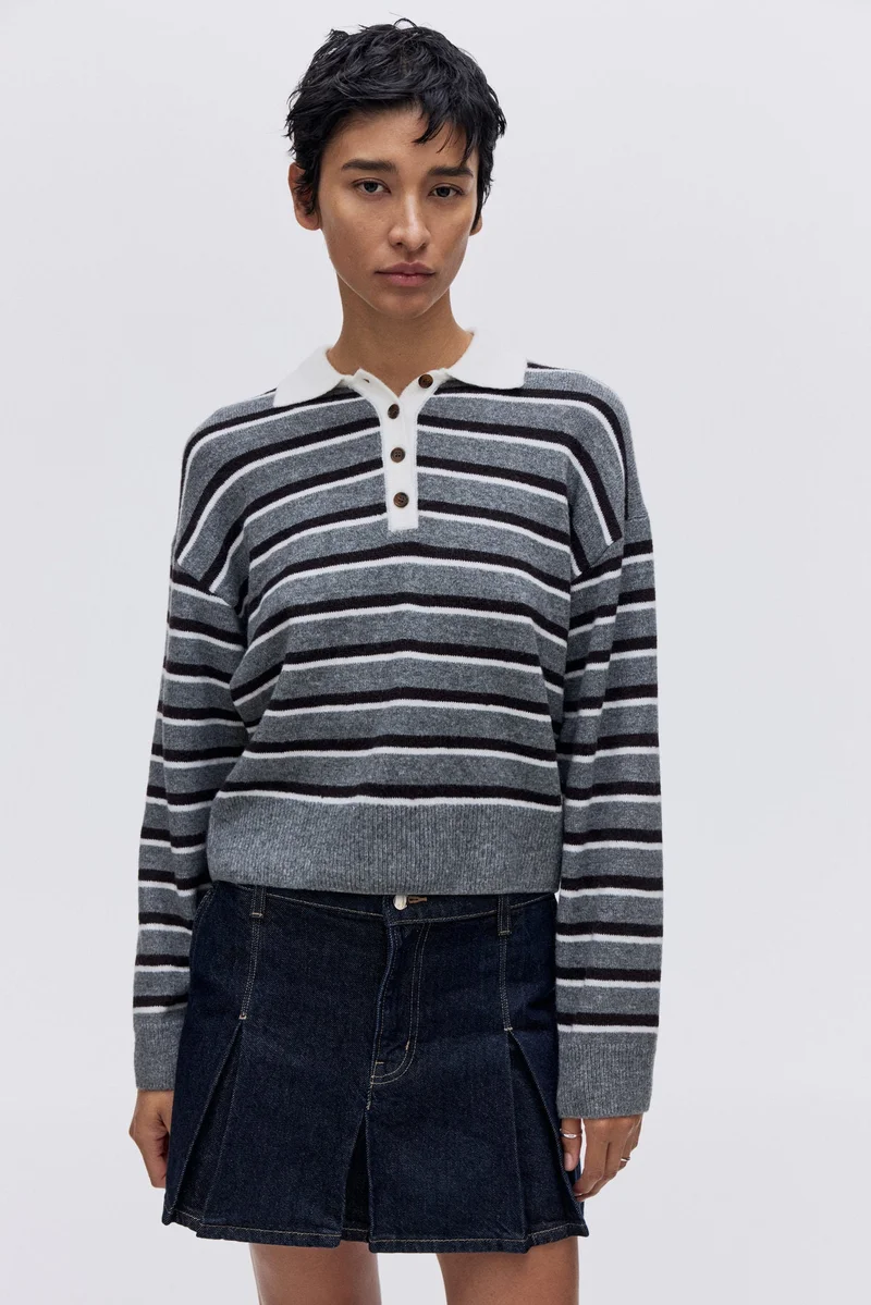 H&M Pleated denim skirt