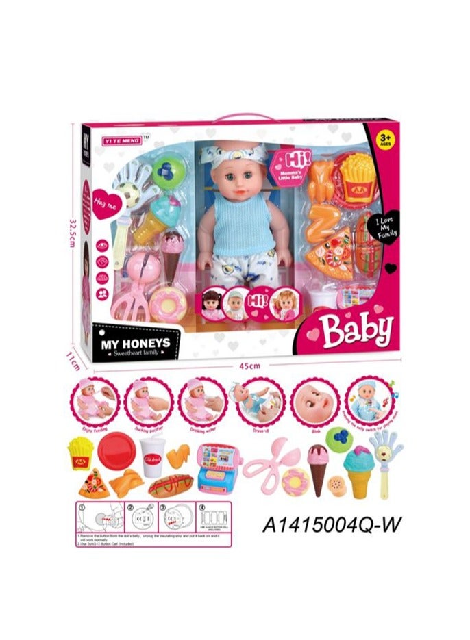 TOY GARDEN Baby Doll Playset with Accessories – My Honeys Sweetheart Family Interactive Toy Set for Kids, Includes Feeding, Dressing, Bathing, and Pretend Play Food Accessories for Children Aged 3+ - Image 1