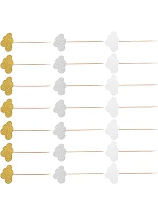 Silver Gold White Glitter Cake Topper Picks 150pcs Birthday Wedding Party Decorations - Image 1