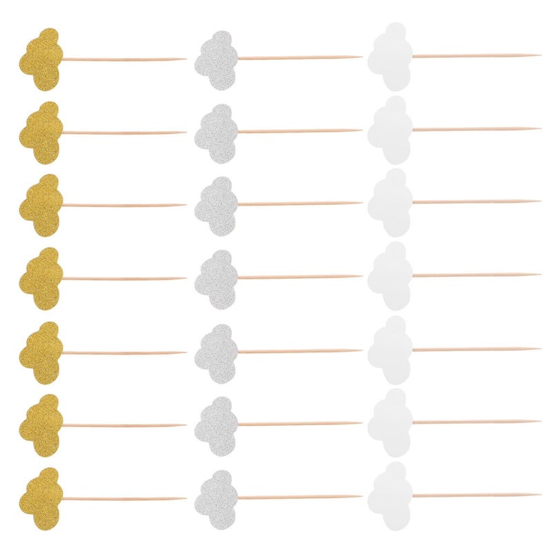 Silver Gold White Glitter Cake Topper Picks 150pcs Birthday Wedding Party Decorations - Image 2