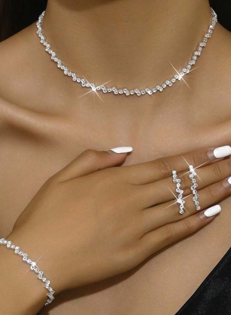 JewelryPalace Amazing Trendy Women's Zirconia Necklace And Earrings And Bracelet And Ring Jewellery Set - Image 3