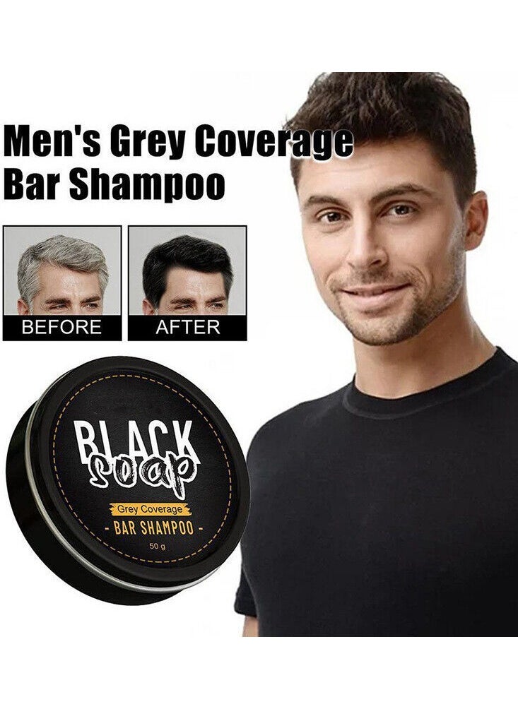 Black Soap - Hair Darkening Shampoo Bar for Men, Anti-Dandruff Soap, Deep Black Cleanser, Nourished Hair, Improve Gray and White Color, Beautiful - Image 1
