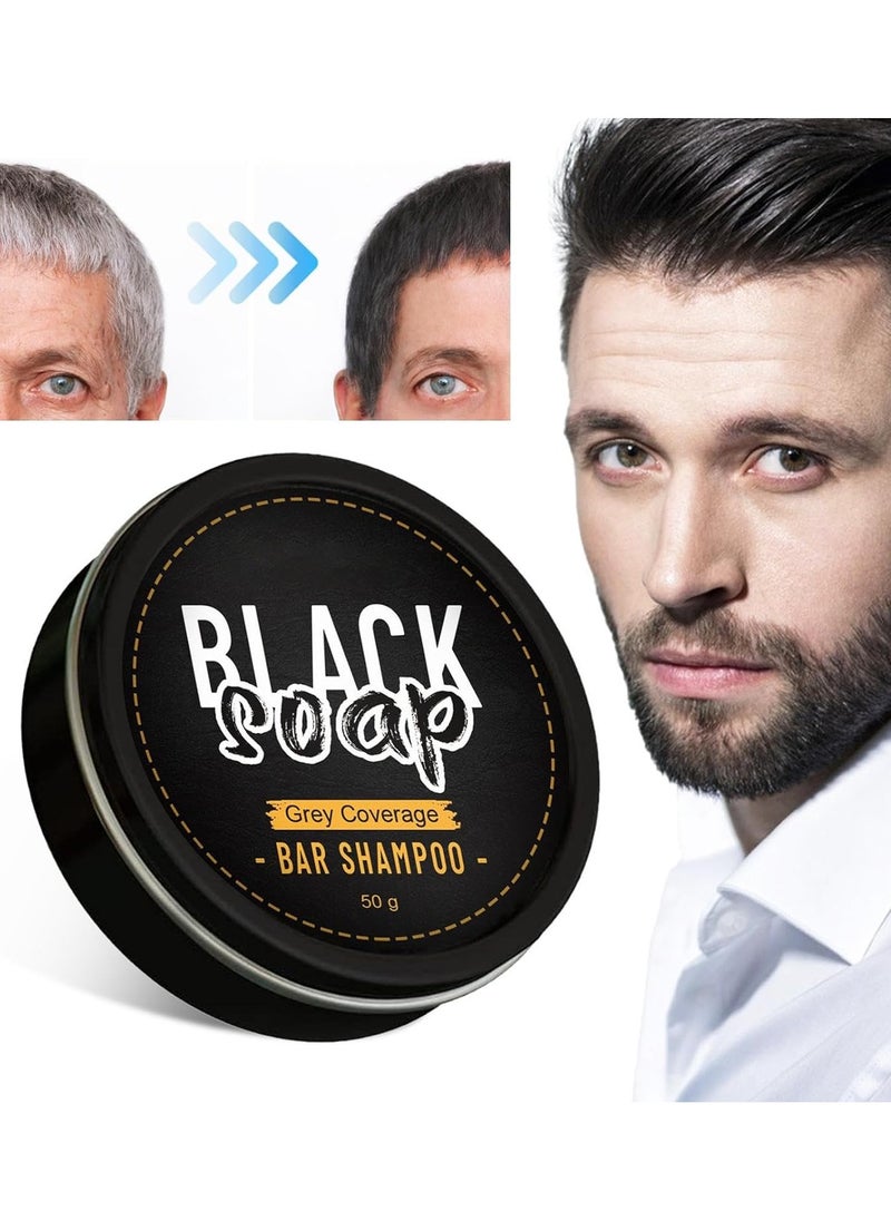 Black Soap - Hair Darkening Shampoo Bar for Men, Anti-Dandruff Soap, Deep Black Cleanser, Nourished Hair, Improve Gray and White Color, Beautiful - Image 1