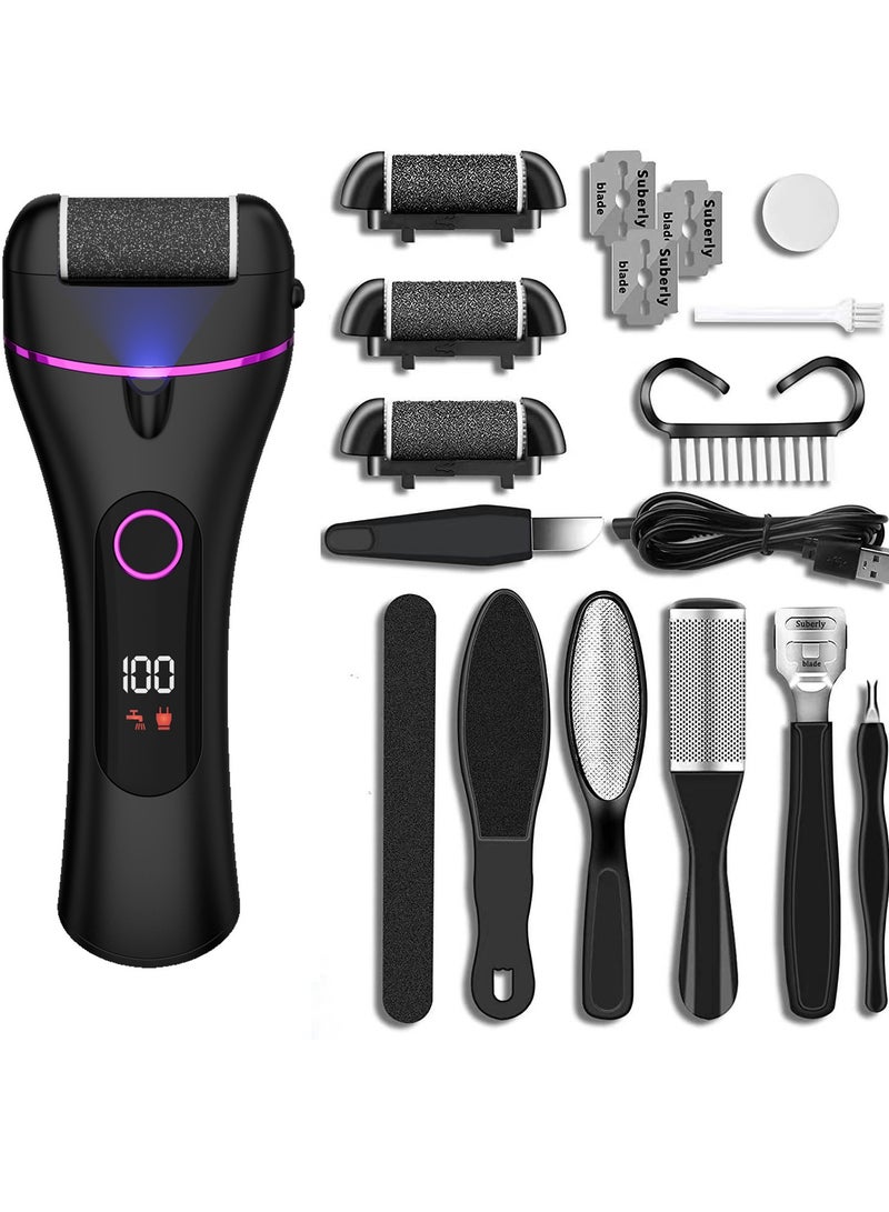 EVEREEN Electric Callus Remover with 3 Speed Modes – Professional Rechargeable Foot File Kit for Cracked Heels, Dead Skin, Pedicure – IPX6 Waterproof USB-C (Black) - Image 1