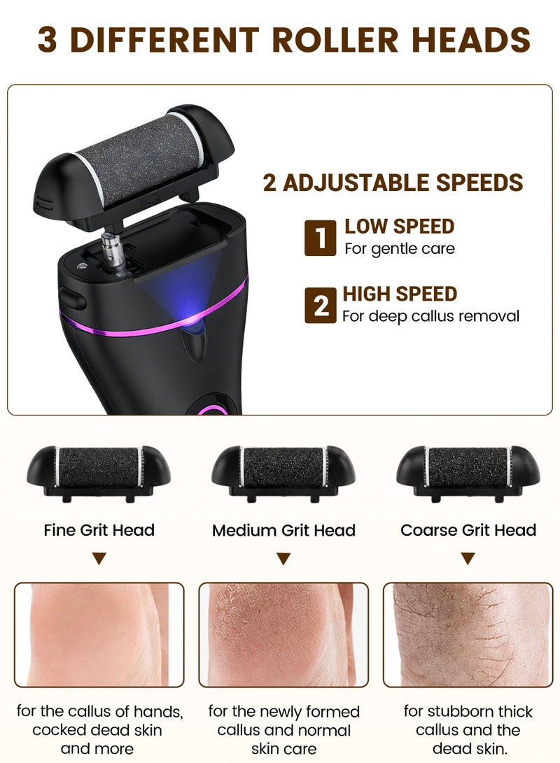 EVEREEN Electric Callus Remover with 3 Speed Modes – Professional Rechargeable Foot File Kit for Cracked Heels, Dead Skin, Pedicure – IPX7 Waterproof USB-C (Black) - Image 2