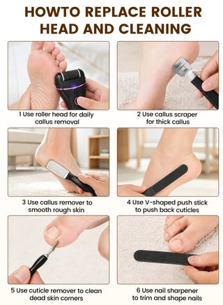 Electric Callus Remover with 3 Speed Modes – Professional Rechargeable Foot File Kit for Cracked Heels, Dead Skin, Pedicure – IPX7 Waterproof USB-C (Black) - view 4