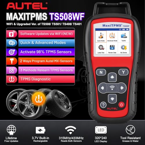 Autel MaxiTPMS TS508WF TPMS Programming Tool, 2025 WiFi Ver. of TS601 TS508 TS501 TS408, Activate/Relearn TPMS Sensors, Program MX Sensor, TPMS Diagnosis, Read/Clear TPMS Code, Free Lifetime Update