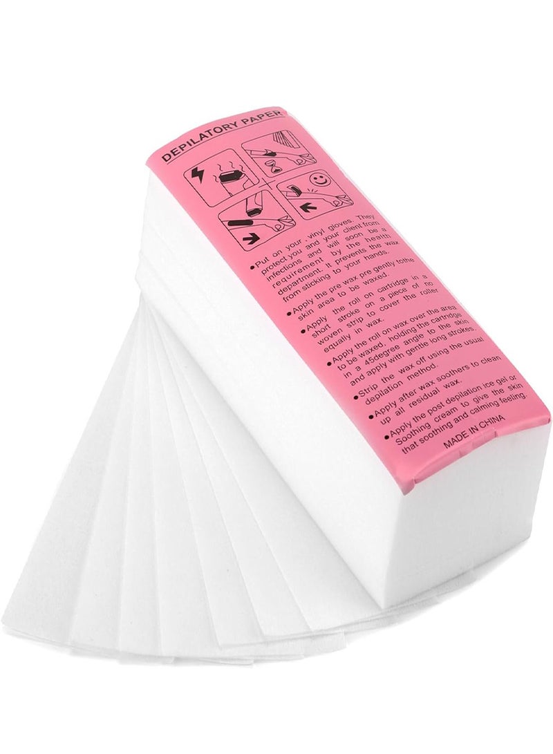 AEENAA 2-Pack 200-Pieces Wax Strips Salon Non-Woven Waxing Strip Depilatory Paper - Image 2