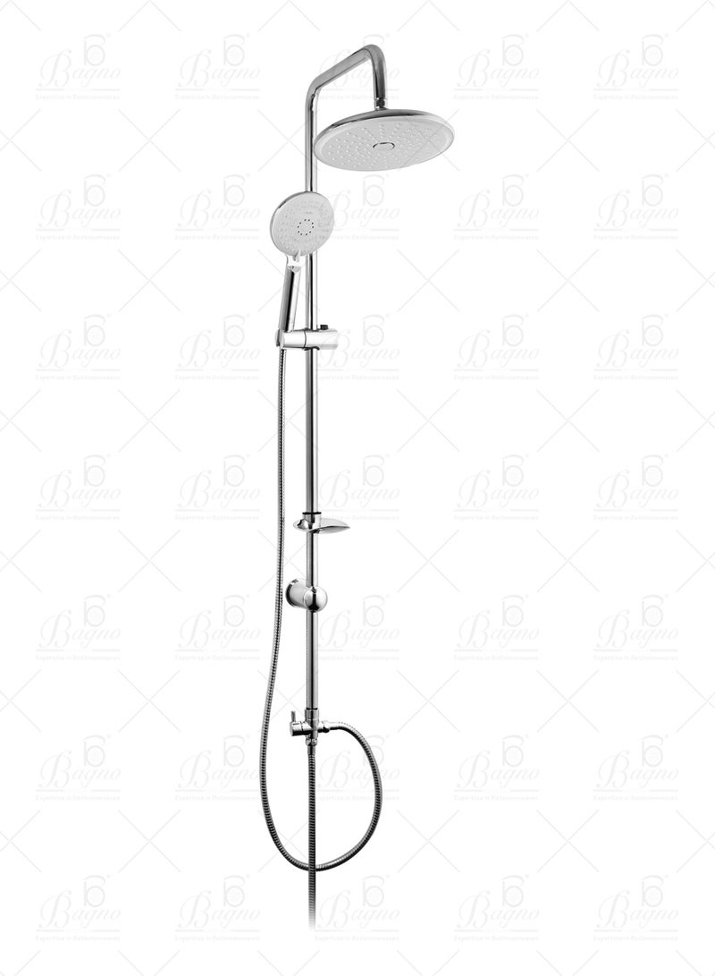 B BAGNO Shower Kit 85-1 with diverter, 220MM shower head, With 15° Rotation Angle / 120MM hand shower with 3 sprays, chrome - Image 1