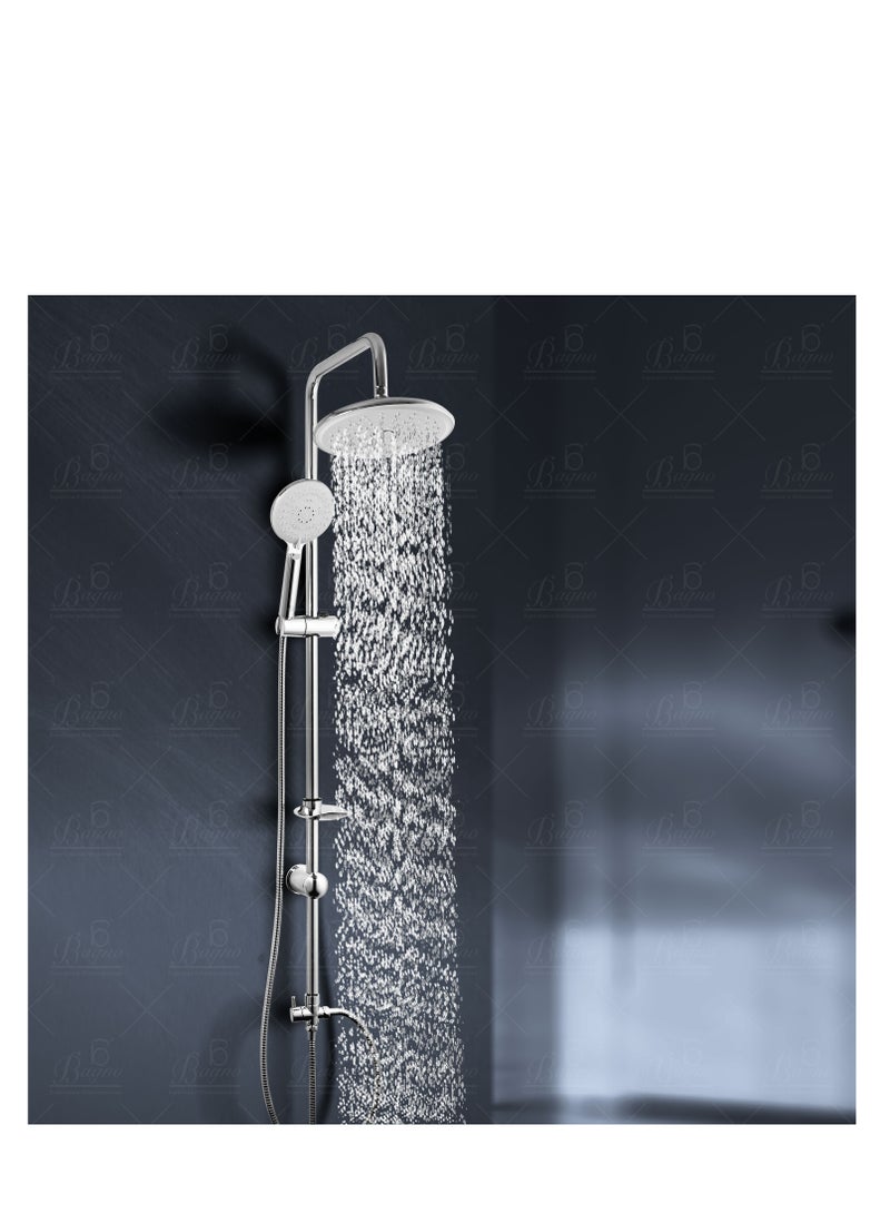 B BAGNO Shower Kit 85-1 with diverter, 220MM shower head, With 15° Rotation Angle / 120MM hand shower with 3 sprays, chrome - Image 3