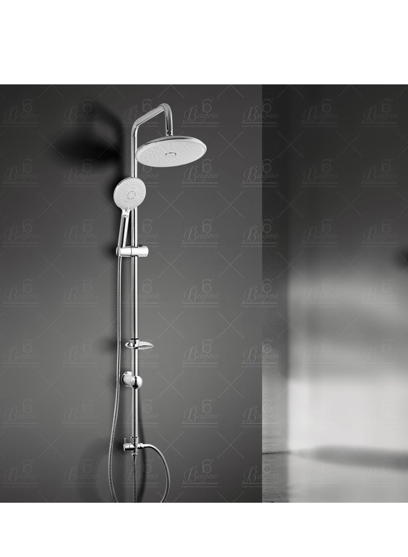 B BAGNO Shower Kit 85-1 with diverter, 220MM shower head, With 15° Rotation Angle / 120MM hand shower with 3 sprays, chrome - Image 4