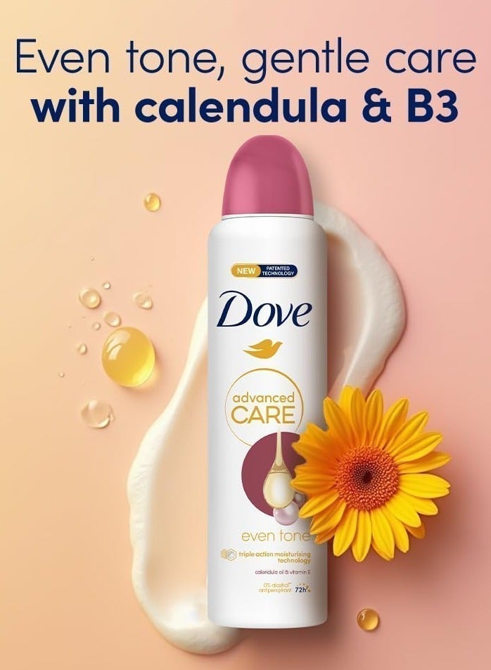 Dove for Women Advanced Care Deodorant Even Tone | 72H Freshness | 0% Alcohol | Triple Moisturising Formula 150 ML - Image 2