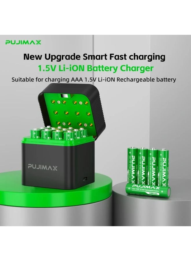 Pujimax 12 Slot 1 5V Lithium Battery Charging Case With 12 AAA 1100mWh Batteries - Image 3