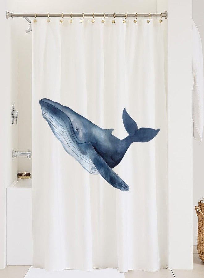De-Mediocre Whale Shower Curtain,Bule Shower Curtain for Bathroom,Minimalist Ocean Shower Curtains,72x72 Inches - Image 1