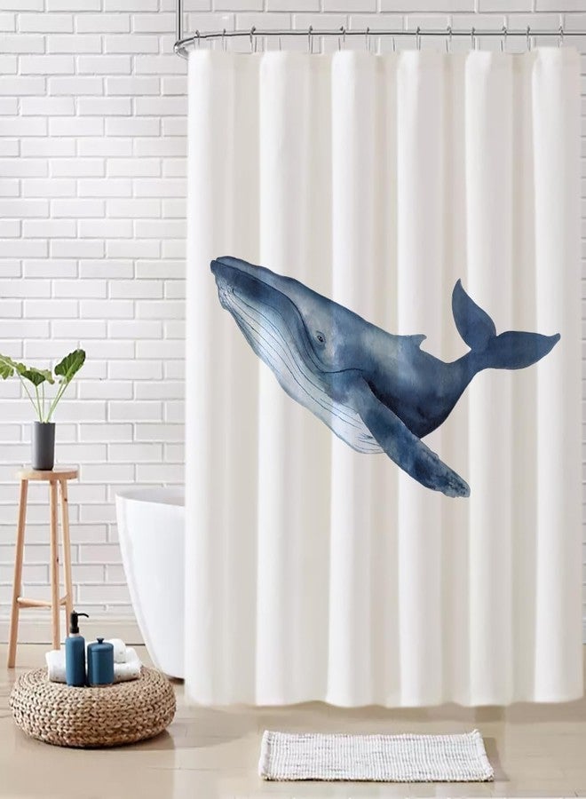 De-Mediocre Whale Shower Curtain,Bule Shower Curtain for Bathroom,Minimalist Ocean Shower Curtains,72x72 Inches - Image 2
