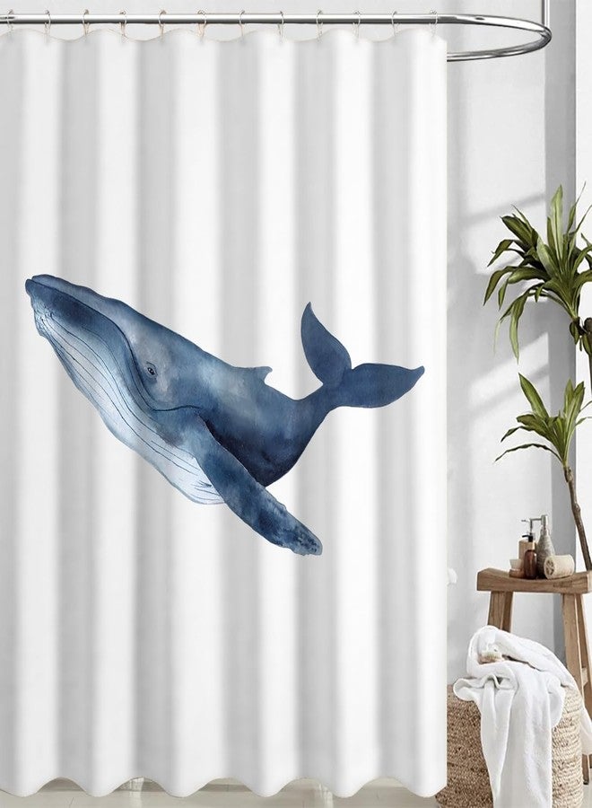De-Mediocre Whale Shower Curtain,Bule Shower Curtain for Bathroom,Minimalist Ocean Shower Curtains,72x72 Inches - Image 3