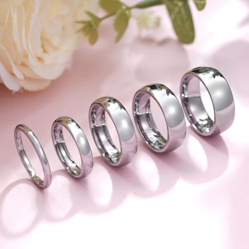 King Will 6mm Tungsten Carbide Wedding Band for Men Women Classic Promise Engagement Rings for Couples Domed Style High Polish Finished Comfort Fit, Silver Size 10.5 - Image 3