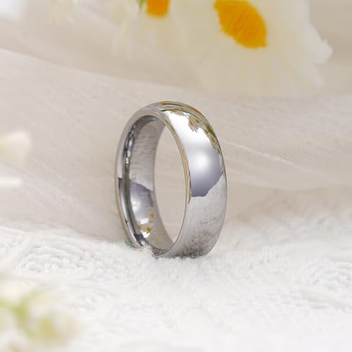 King Will 6mm Tungsten Carbide Wedding Band for Men Women Classic Promise Engagement Rings for Couples Domed Style High Polish Finished Comfort Fit, Silver Size 10.5 - Image 2