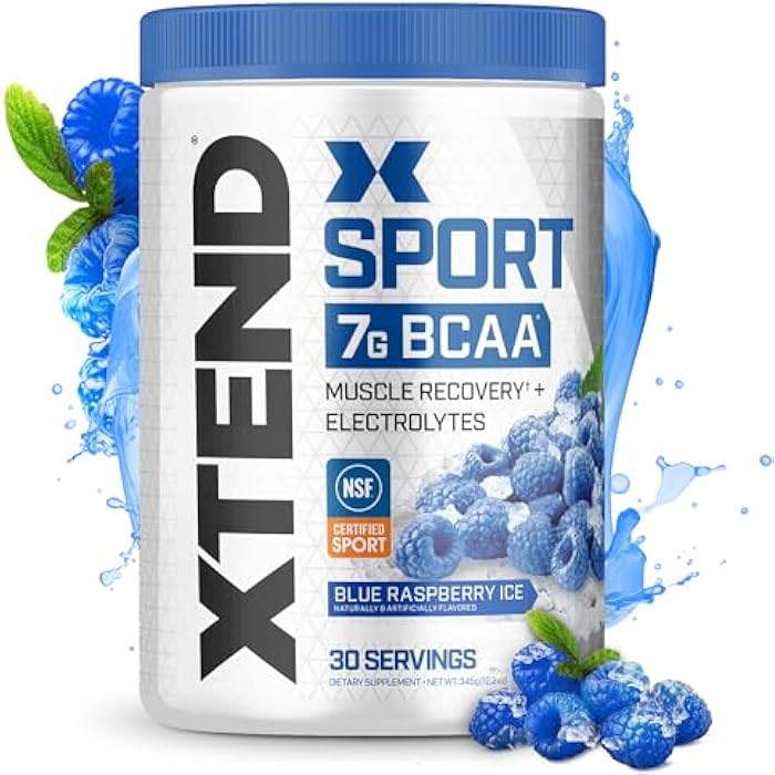 SCIVATION XTEND Sport BCAA Powder Blue Raspberry Ice - Electrolyte Powder for Recovery & Hydration with Amino Acids - 30 Servings - Image 1