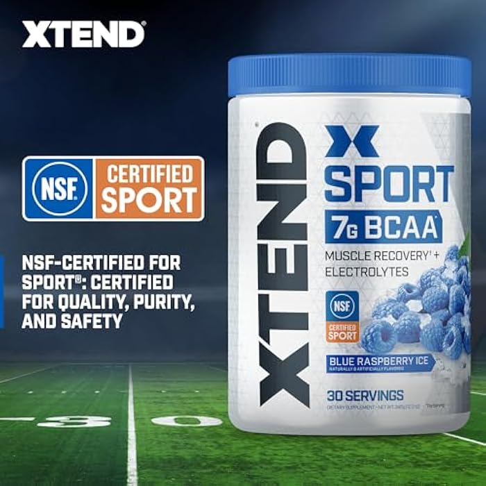 SCIVATION XTEND Sport BCAA Powder Blue Raspberry Ice - Electrolyte Powder for Recovery & Hydration with Amino Acids - 30 Servings - Image 5
