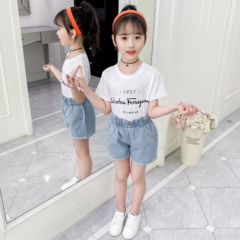 Girls' Denim Shorts Ripped Summer 5 Girls 6 Fashion 8 Children'S Wear 9 Middle And Big Children 10 Korean 12-Year-Old Thin Pants - Image 1