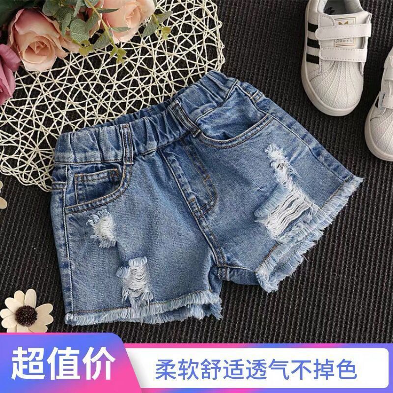 Girls' Denim Shorts Ripped Summer 5 Girls 6 Fashion 8 Children'S Wear 9 Middle And Big Children 10 Korean 12-Year-Old Thin Pants - Image 2