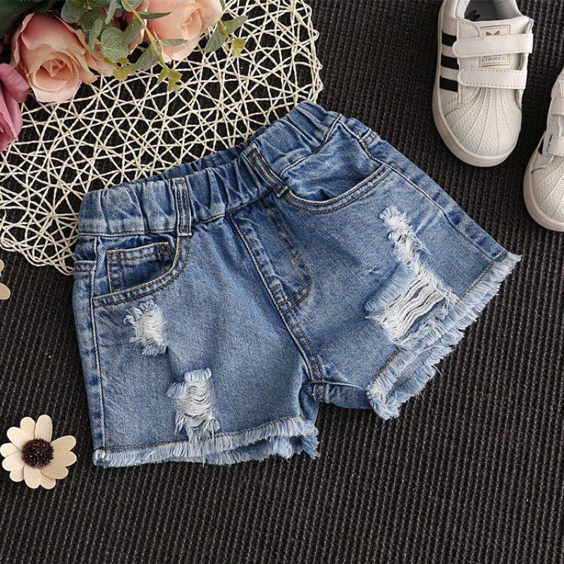 Girls' Denim Shorts Ripped Summer 5 Girls 6 Fashion 8 Children'S Wear 9 Middle And Big Children 10 Korean 12-Year-Old Thin Pants - Image 5