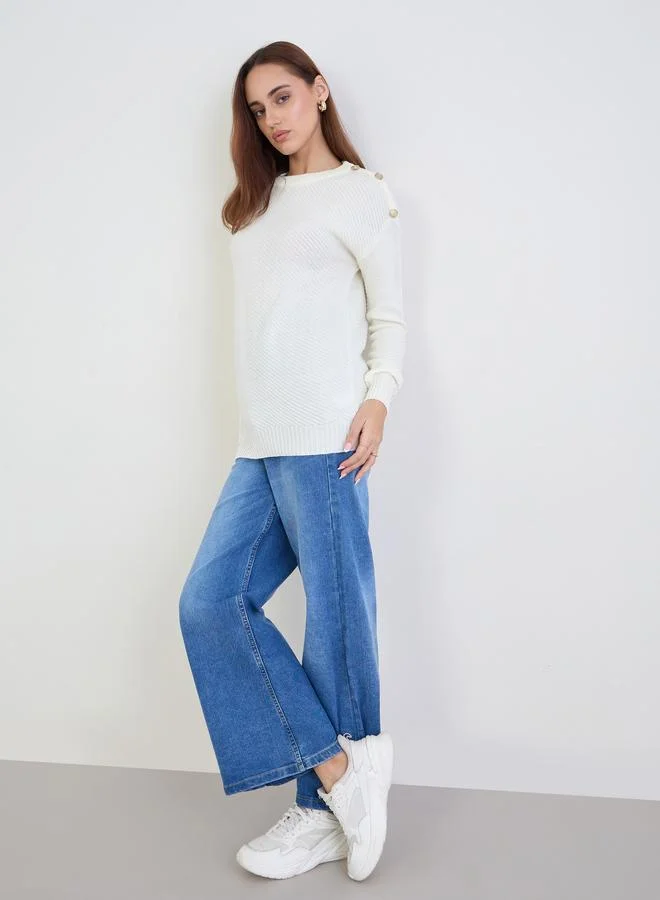 ستايلي سويتر بتفاصيل أزرار على الكتف