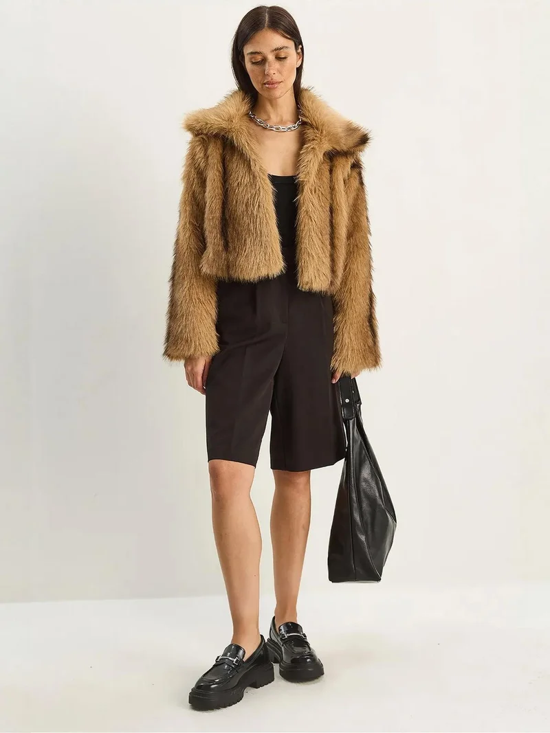 LUCCI Patterned Plush Faux Fur Jacket
