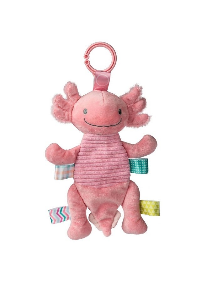 Taggies Baby Rattle with Crinkle Paper Activity Toy with Sensory Tags, 9-Inches, Lizzy Pink Axolotl