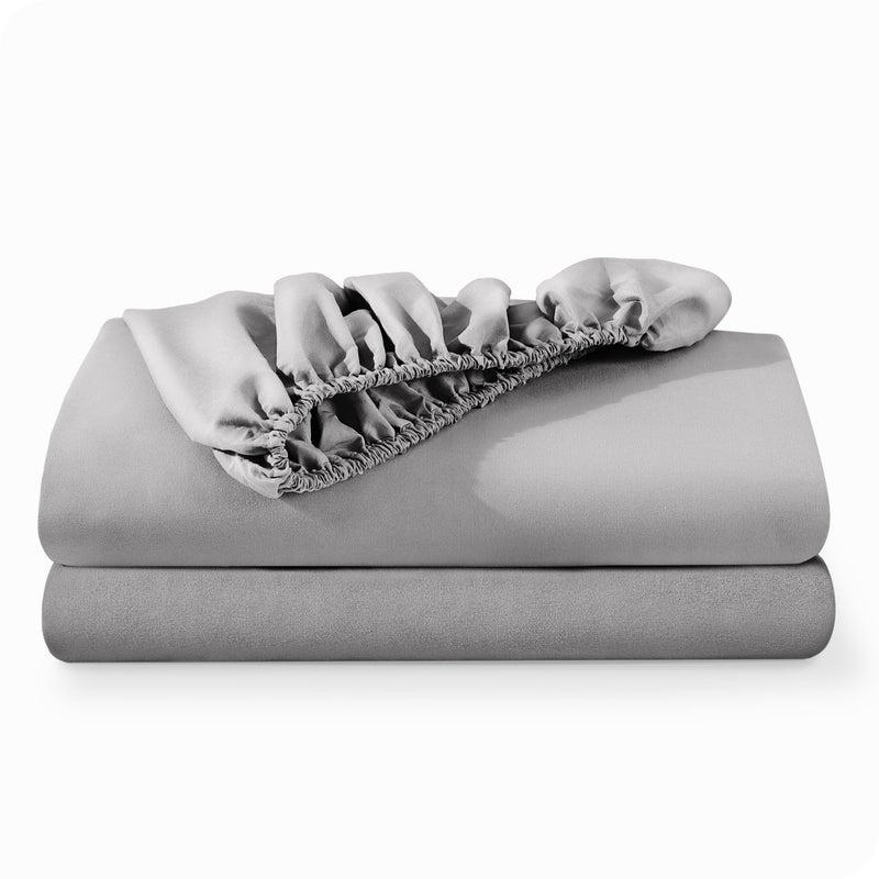 Bare Home Bare Home 2-Pack Fitted Bottom Sheets Twin XL - Premium 1800 Ultra-Soft Wrinkle Resistant Microfiber - Deep Pocket (Twin XL, Light Grey)  - Image 1