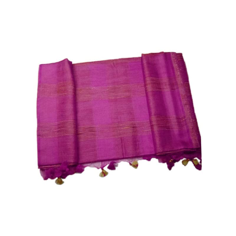 SheenKraft | Handloom Bhagalpuri Kota Ghicha Silk Saree for Women with Running Blouse Piece Free Size (11819 Hot Pink) - Image 4
