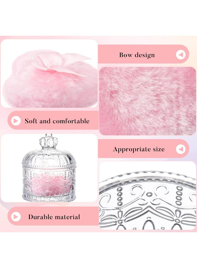 يُسلِّم 3 قطع كبيرة من نفخة بودرة الجسم وحاوية بودرة مع نفخة حافظة كريستالية ناعمة قابلة للغسل وإعادة الاستخدام مخملية للوجه والجسم لامعة مكياج جاف ورطب (تاج، شفاف) - Image 3