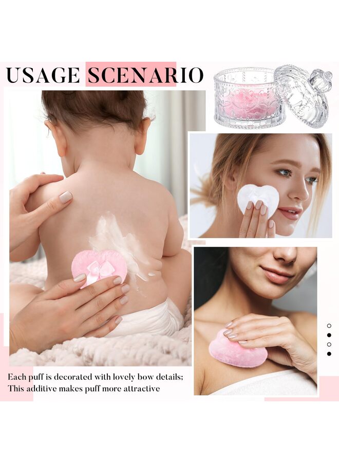 يُسلِّم 3 قطع كبيرة من نفخة بودرة الجسم وحاوية بودرة مع نفخة حافظة كريستالية ناعمة قابلة للغسل وإعادة الاستخدام مخملية للوجه والجسم لامعة مكياج جاف ورطب (تاج، شفاف) - Image 5