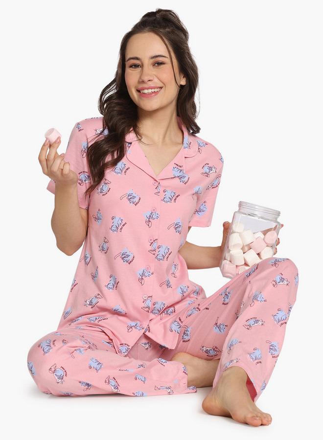 Zivame All-Over Cat Print Pyjama Set - Image 4
