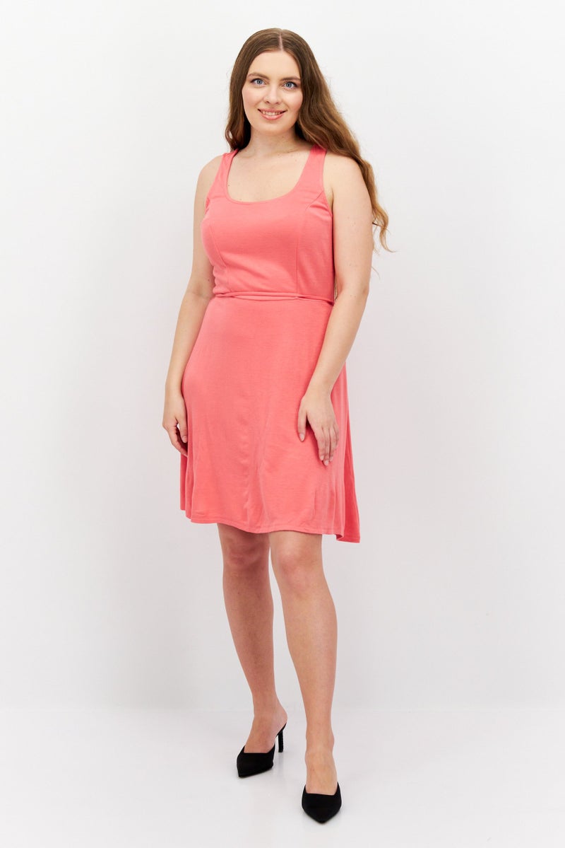 41 Hawthorn Women Plain Tie Waist Mini Dress, Pink - Image 3