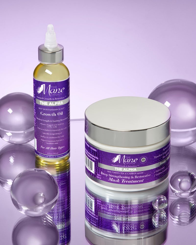 THE MANE CHOICE ماسك الشعر ألفا من ذا مان تشويس، علاج ماسك الشاي الأخضر والجزر، 12 أونصة، ترطيب عميق وتجديد، مضاد للتجاعيد، يساعد في استعادة الشعر الجاف والتالف، خالي من البارابين والكبريتات - Image 3