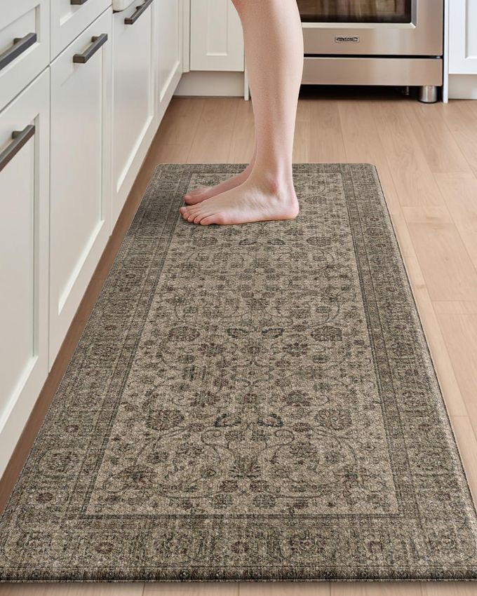 DEXI Kitchen Mats for Floor Cushioned, 23x59 Extra Large Wide Runner Rug Non Slip, Waterproof Soft Comfort Standing Padded Anti Fatigue Decorative, Brown - Image 1