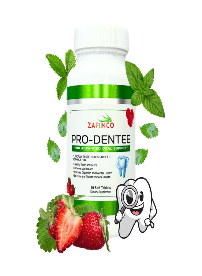 ZAFiNCO-PRODENTEE لصحة الأسنان واللثة. بروبيوتيك متطور للفم/الأسنان يحتوي على 3.5 مليار وحدة تشكيل مستعمرة (CFU) للحد من رائحة الفم الكريهة، وصحة الأذن والأنف والحنجرة - أقراص مضغ طرية بنكهة النعناع، 30 قرصًا - صنع في الولايات المتحدة الأمريكية - Image 1
