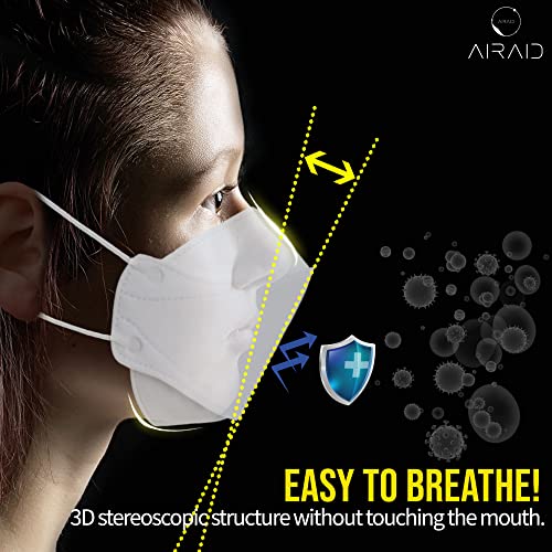 AIRAID-KF94 [Individually Wrapped] - Made in Korea, 4-Layer Filter, 3D Face Mask, Black, White, Adult and Older Teens (White-20P) - Image 3