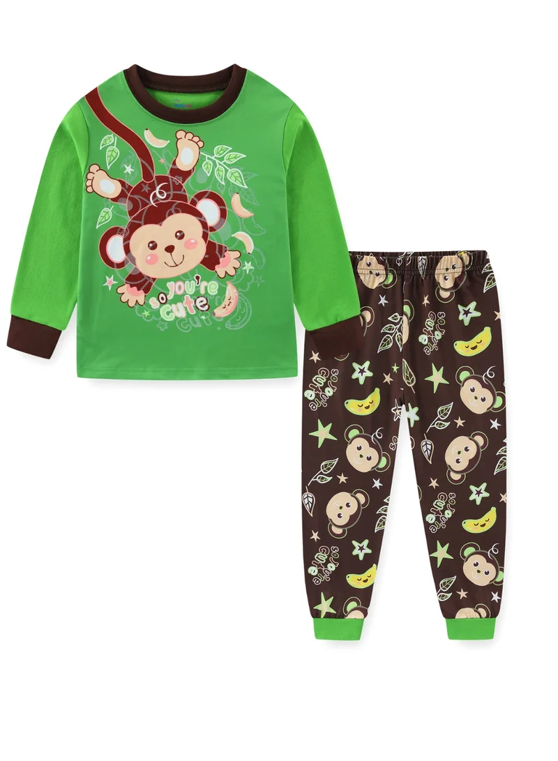 بيبي كلو Glow Monkey Print Boys Cotton Night Suit