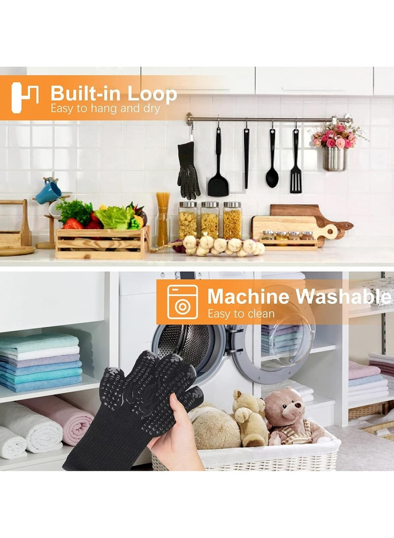 A Pair of BBq Gloves,Bbq Grill Gloves，Anti Slip Silicone Insulated Barbecue Gloves，1472 ℉ High Temperature Resistance，Anti Slip Oven Gloves Suitable For Kitchen, Barbecue, Baking, And Cutting - Image 4