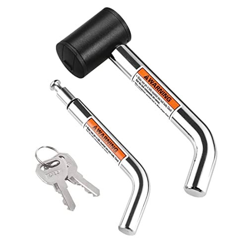 CZC AUTO Hitch Receiver Pin Lock, Right Angle 1/2" and 5/8" Dual Pins for Class I II III IV 1-1/4" 2" and 2-1/2" Receiver, Compatible with Bike Rack Tray Ball Tow Rope for Trailer Truck Car Boat - Image 1