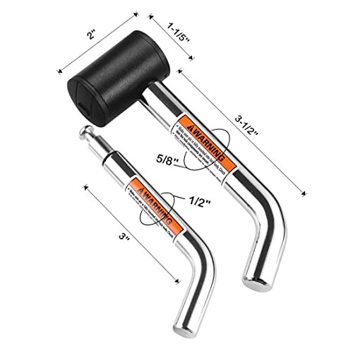 CZC AUTO Hitch Receiver Pin Lock, Right Angle 1/2" and 5/8" Dual Pins for Class I II III IV 1-1/4" 2" and 2-1/2" Receiver, Compatible with Bike Rack Tray Ball Tow Rope for Trailer Truck Car Boat - Image 3