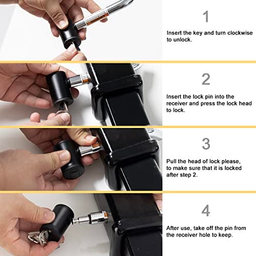 CZC AUTO Hitch Receiver Pin Lock, Right Angle 1/2" and 5/8" Dual Pins for Class I II III IV 1-1/4" 2" and 2-1/2" Receiver, Compatible with Bike Rack Tray Ball Tow Rope for Trailer Truck Car Boat - Image 4
