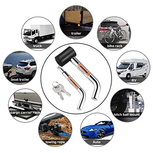 CZC AUTO Hitch Receiver Pin Lock, Right Angle 1/2" and 5/8" Dual Pins for Class I II III IV 1-1/4" 2" and 2-1/2" Receiver, Compatible with Bike Rack Tray Ball Tow Rope for Trailer Truck Car Boat - Image 5