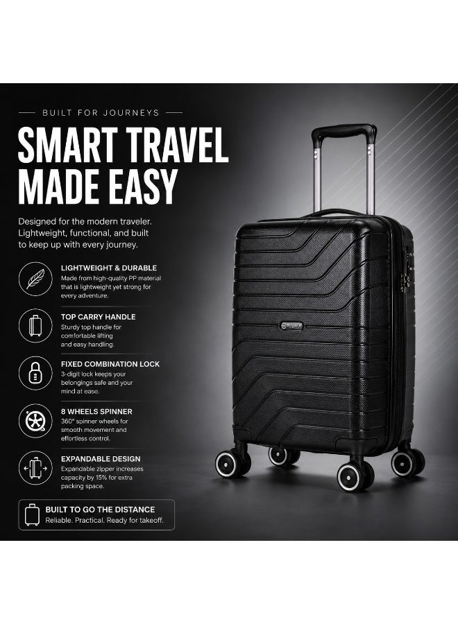 3 Piece Trolley Luggage Set, Hard Shell Travel Suitcases with Multiple Sizes for Organized Packing and Easy Trips - Image 3